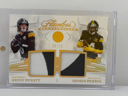 2022 Panini Flawless #FC-PI Kenny Pickett / George Pickens Double Patch 6/15