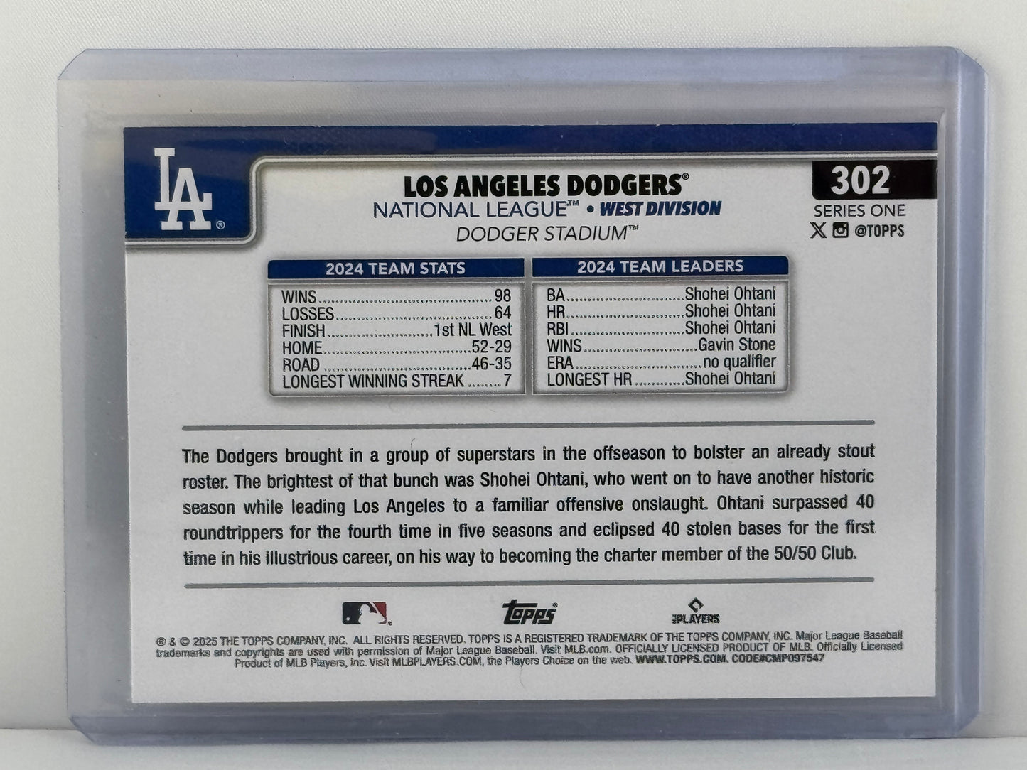 2025 Topps Series 1 #302 LA Dodgers Ohtani Team Sandglitter Refractor
