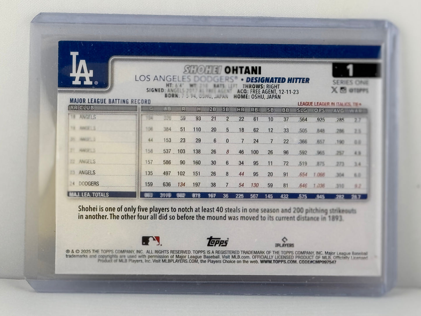 2025 Topps Series 1 #1 Shohei Ohtani