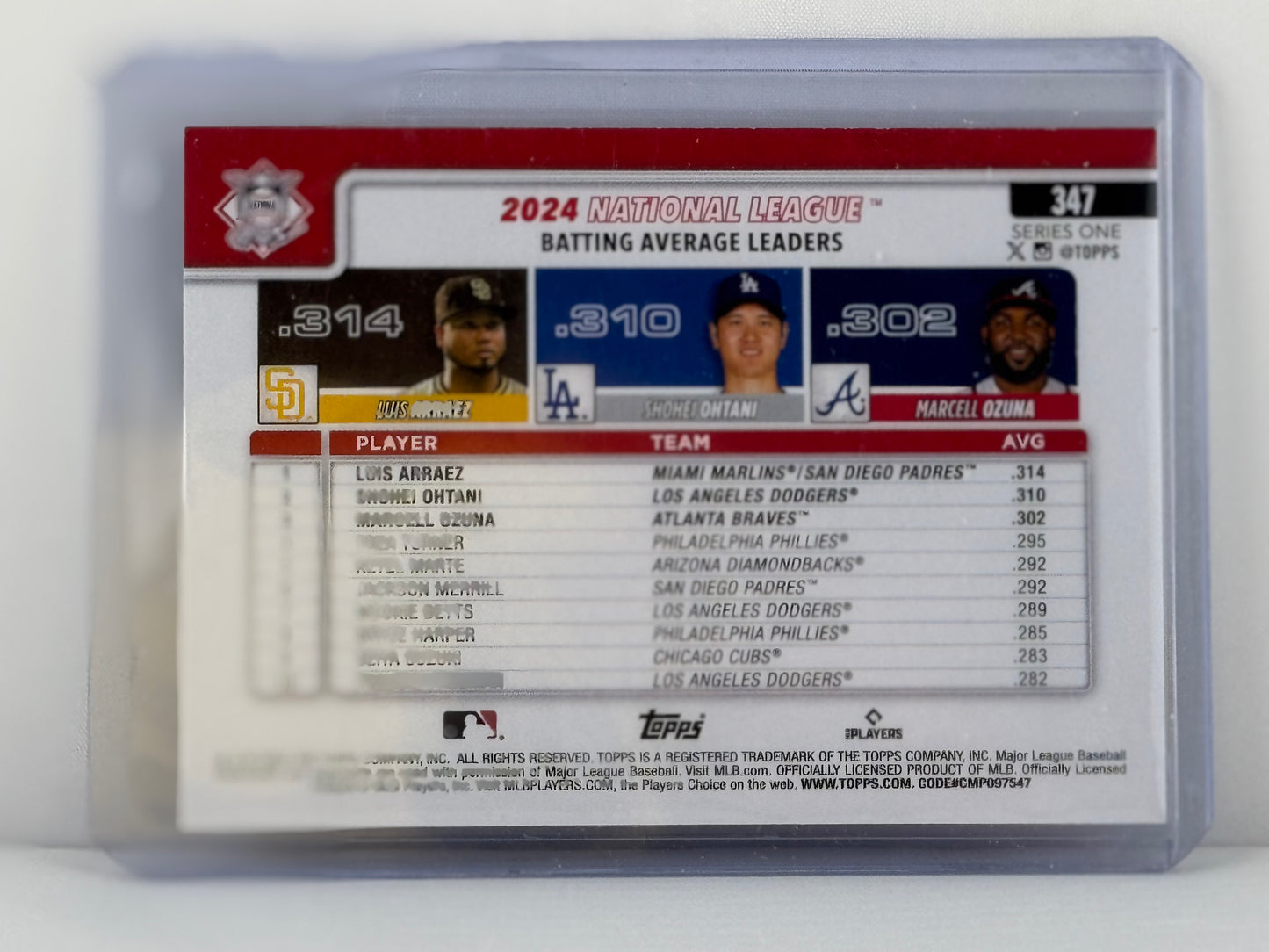 2025 Topps Series 1 #347 NL AB Leaders Shohei Ohtani