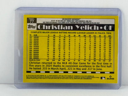2025 Topps Series 1 #T90C77 Christian Yelich Green Mojo Refractor 74/99