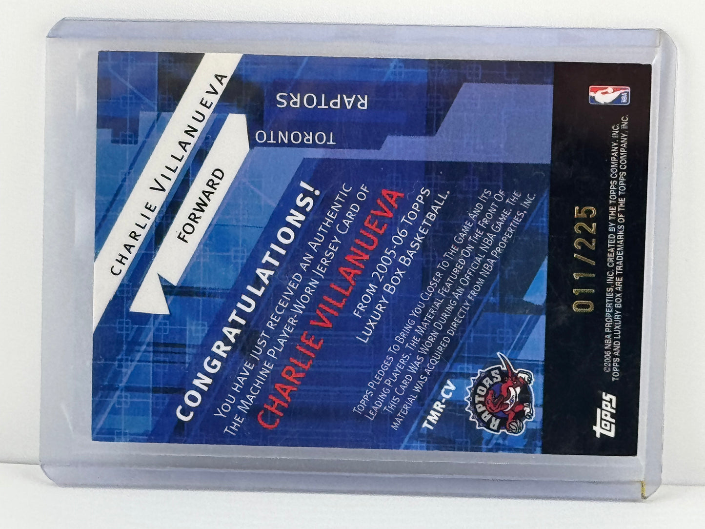 2006 Topps # TMR-CV Luxury Box Charlie Villanueva Game Worn