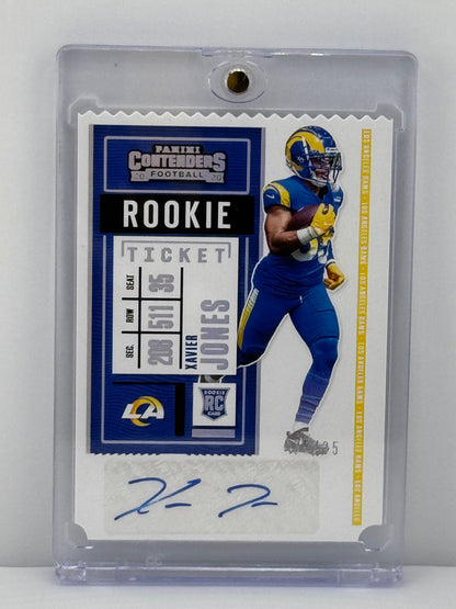2020 Panini Contenders #287 Rookie Ticket Stub Xavier Jones Auto 35/35 Bookend!!