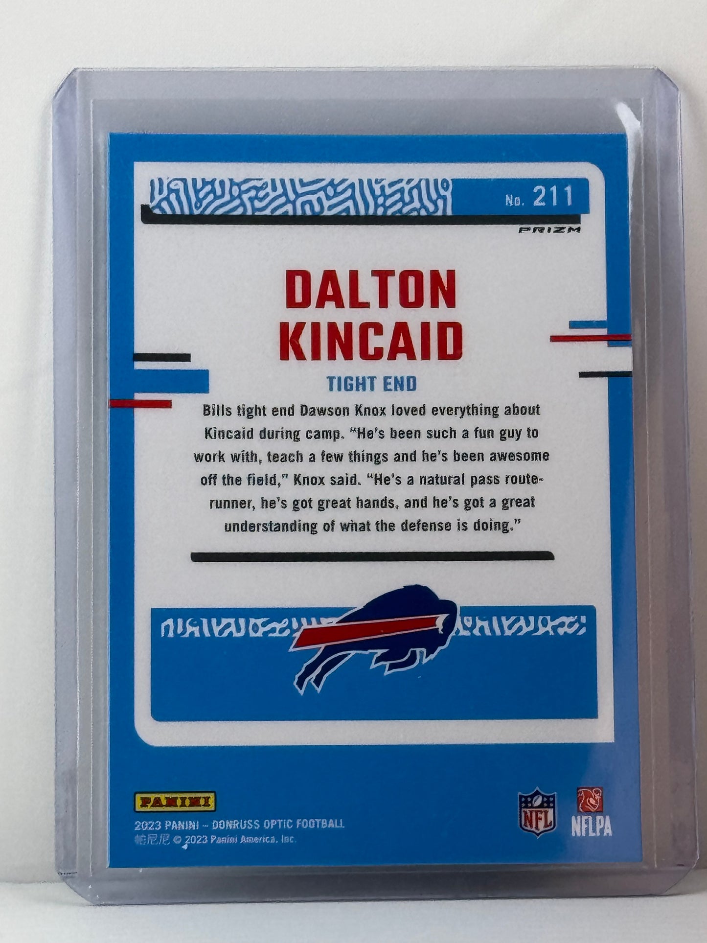 2023 Donruss Optic #211 Dalton Kincaid Green Velocity RC