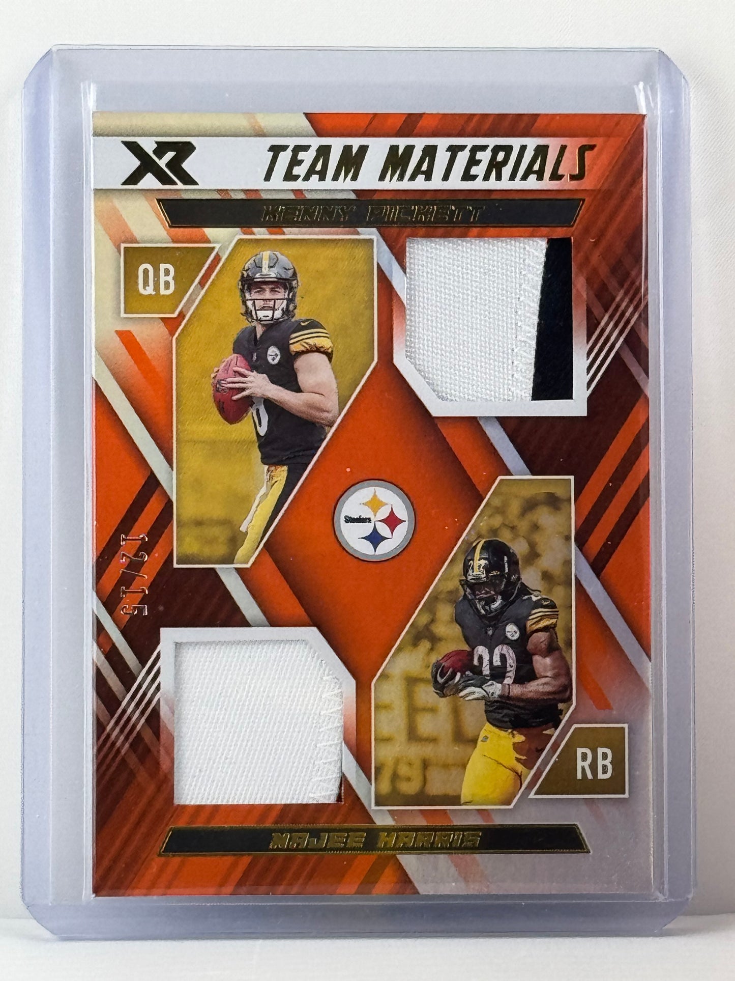 2022 Panini XR #TM-12 Kenny Pickett Najee Harris Team Materials Double Patch 12/15