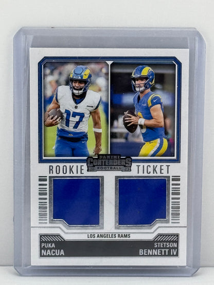 2023 Contenders #DS-11 Puka Nacua Stetson Bennett IV Rookie Ticket Patch