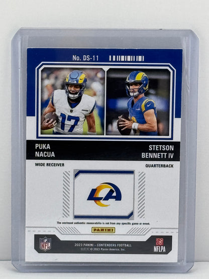 2023 Contenders #DS-11 Puka Nacua Stetson Bennett IV Rookie Ticket Patch