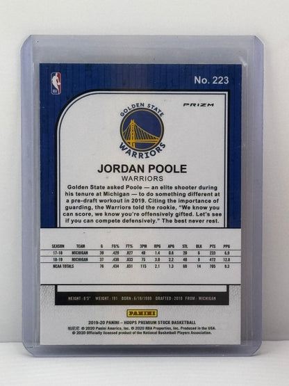 2019-20 Panini Hoops Premium Stock #223 Jordan Poole Velocity RC
