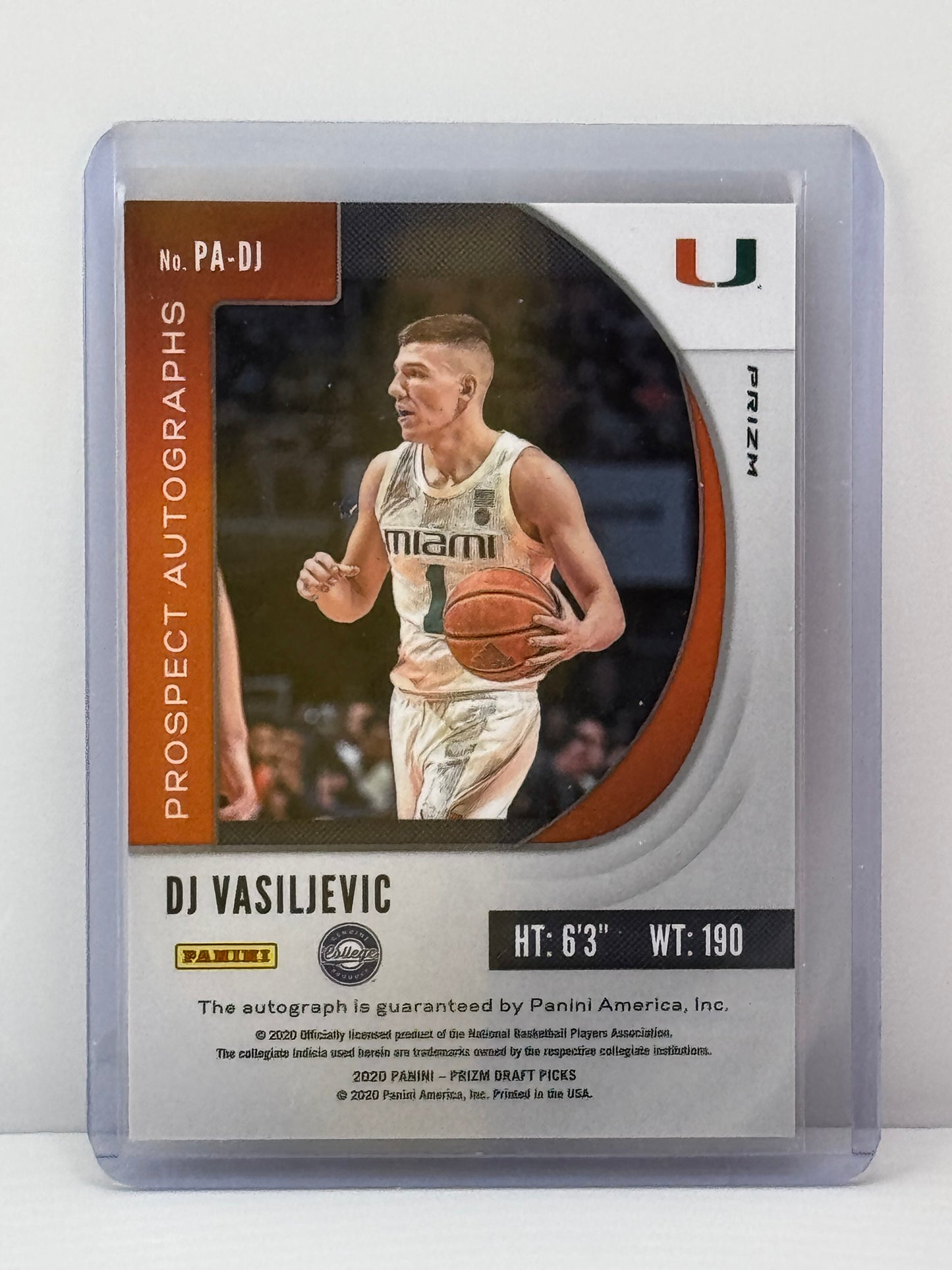 2020 Prizm Draft Picks #PA-DJ DJ Vasiljevic Prospect Autographs Red Cracked Ice RC