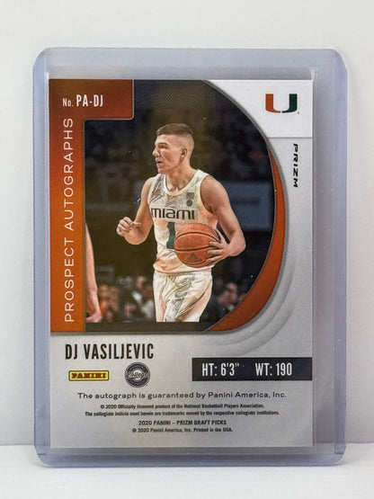 2020 Prizm Draft Picks #PA-DJ DJ Vasiljevic Prospect Autographs Red Cracked Ice RC