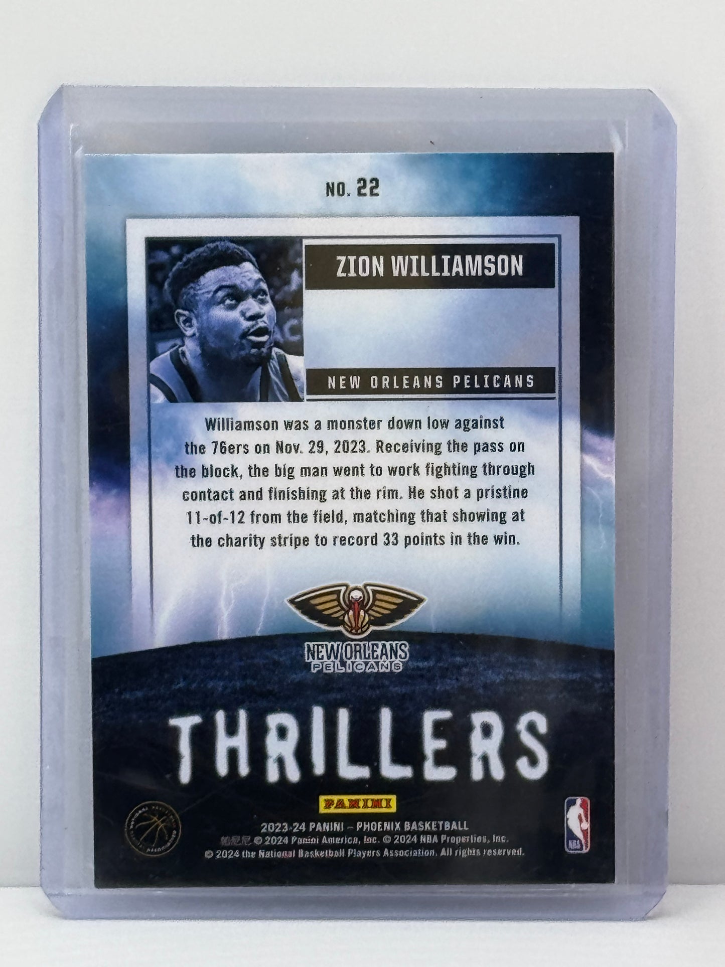 2023-24 Panini Phoenix #22 Zion Williamson Thrillers