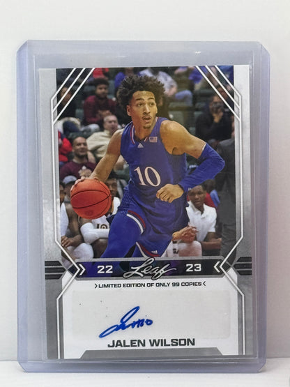 2022 Leaf #BA-JW3 Jalen Wilson /99