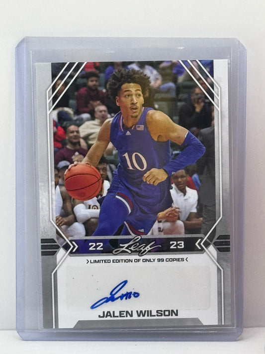 2022 Leaf #BA-JW3 Jalen Wilson /99