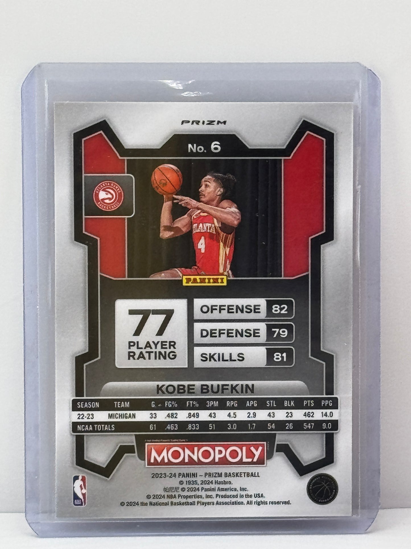 2023-24 Prizm Monopoly #6 Kobe Bufkin Free Parking Red Cracked Ice RC