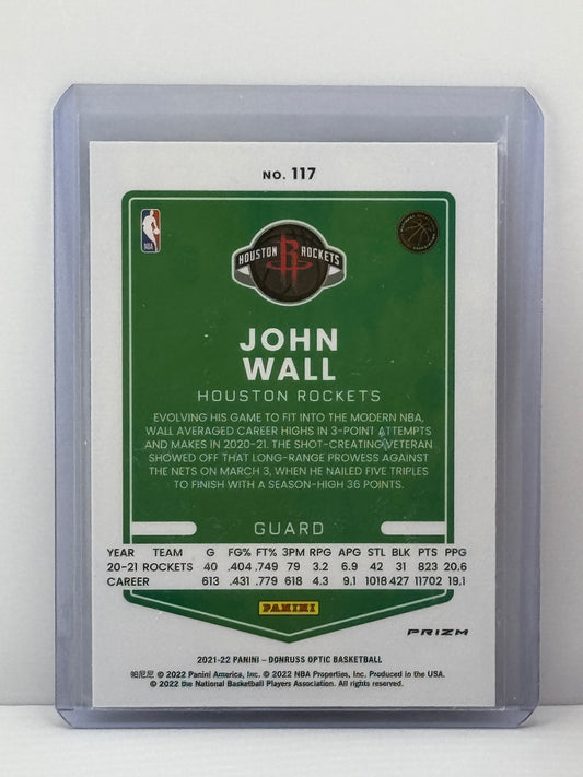 Óptica Donruss n.° 117 John Wall 2021-22 Pulsar Prizm plateado