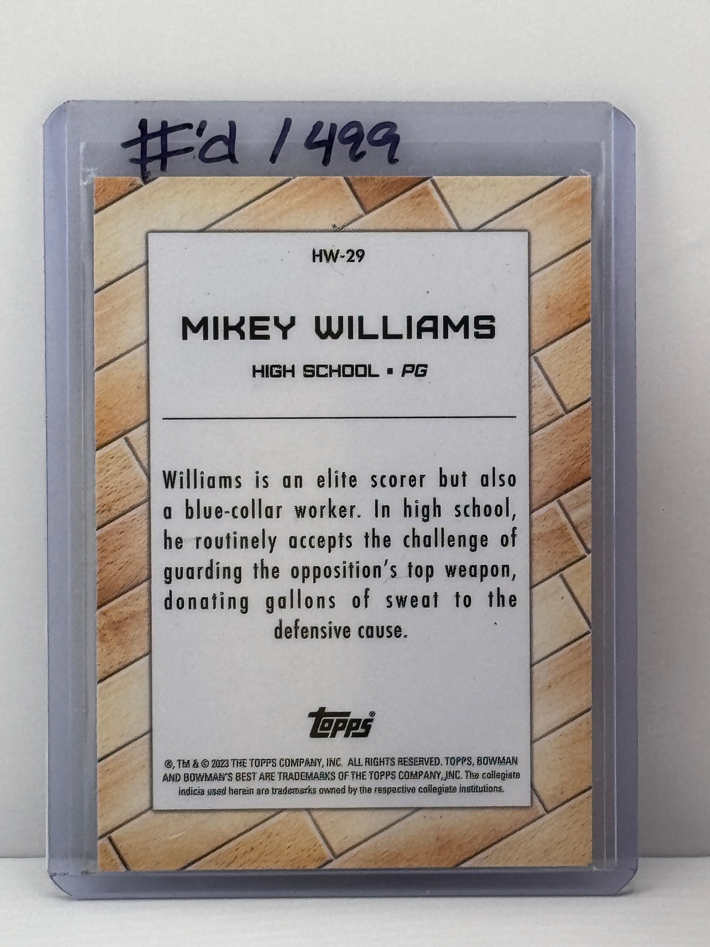 2023 Bowman U #HW-29 Mikey Williams Hardwood Warriors