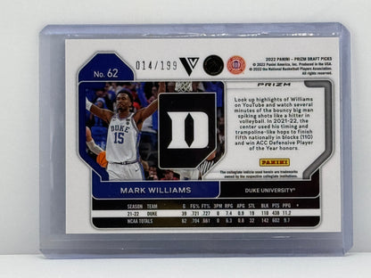 2022 Prizm Draft Picks #62 Mark Williams Blue Prizm 14/199