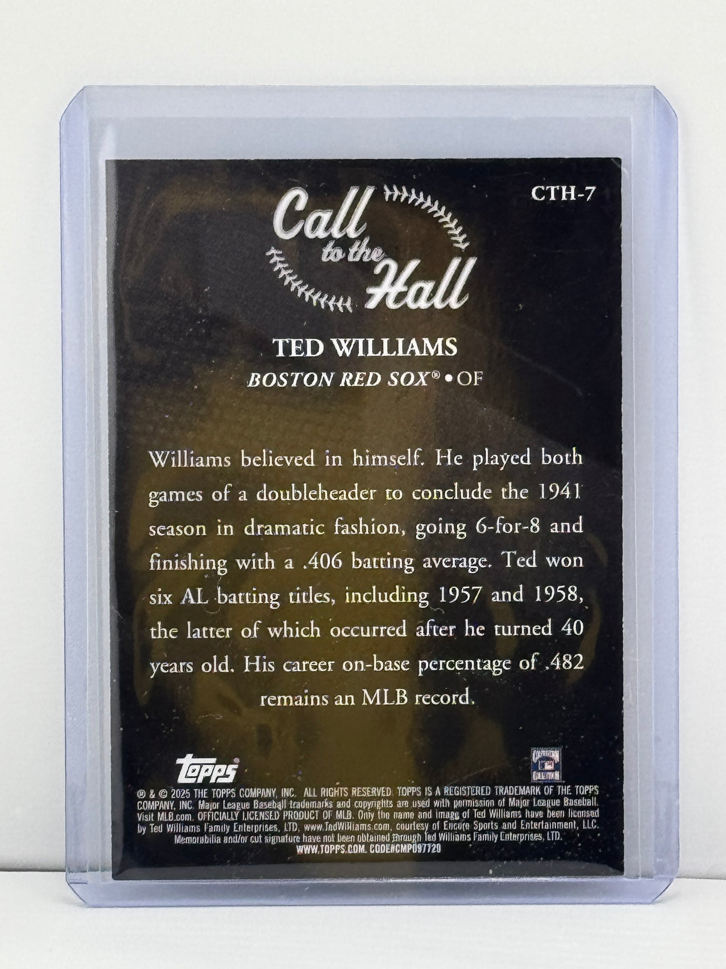 2025 Topps #CTH-7 Ted Williams Call to the Hall