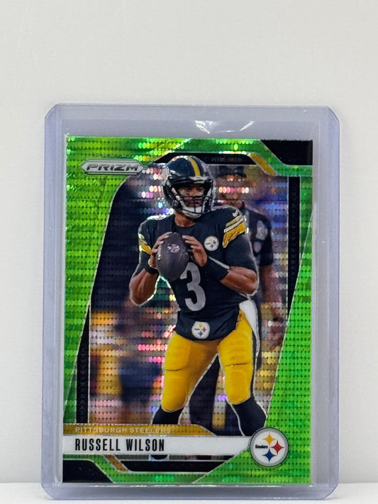 2024 Prizm #240 Russell Wilson Neon Green Pulsar Prizm Pittsburgh Steelers