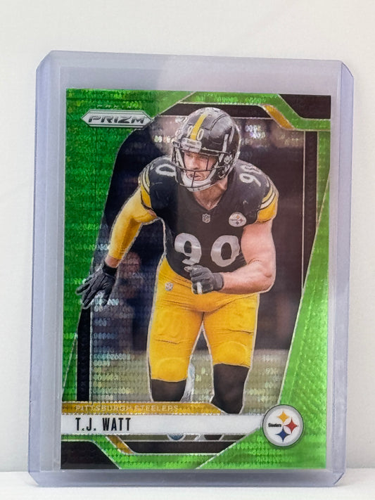 2024 Prizm #245 TJ Watt Neon Green Pulsar Prizm Pittsburgh Steelers