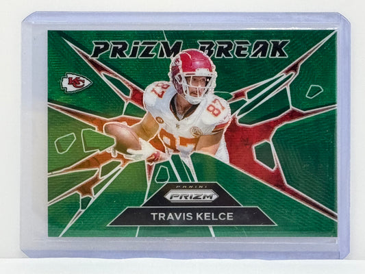 2024 Prizm #1 Travis Kelce Prizm Break Green Wave Prizm Kansas City Chiefs