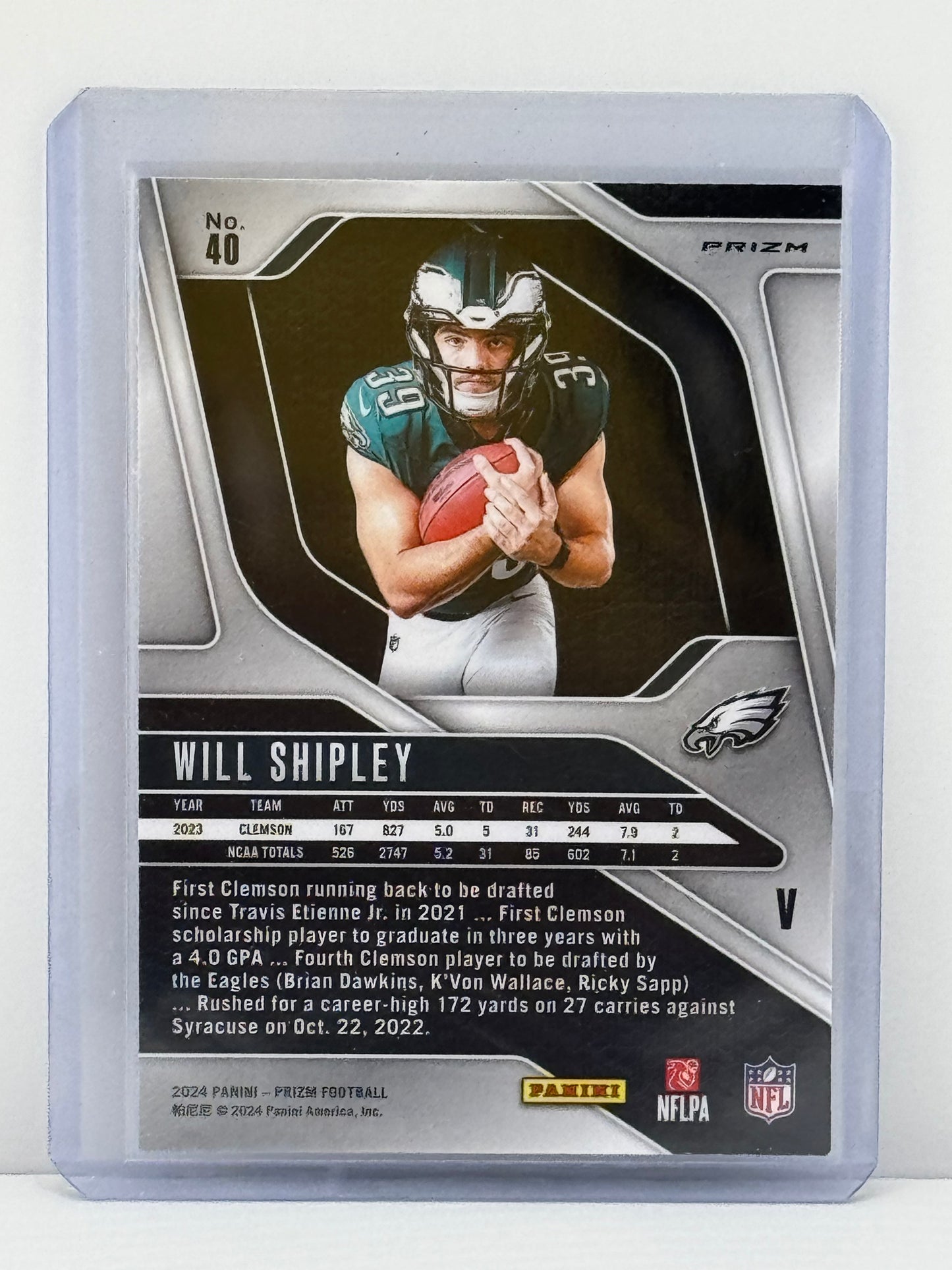 2024 Prizm #40 Will Shipley RC Variation Silver