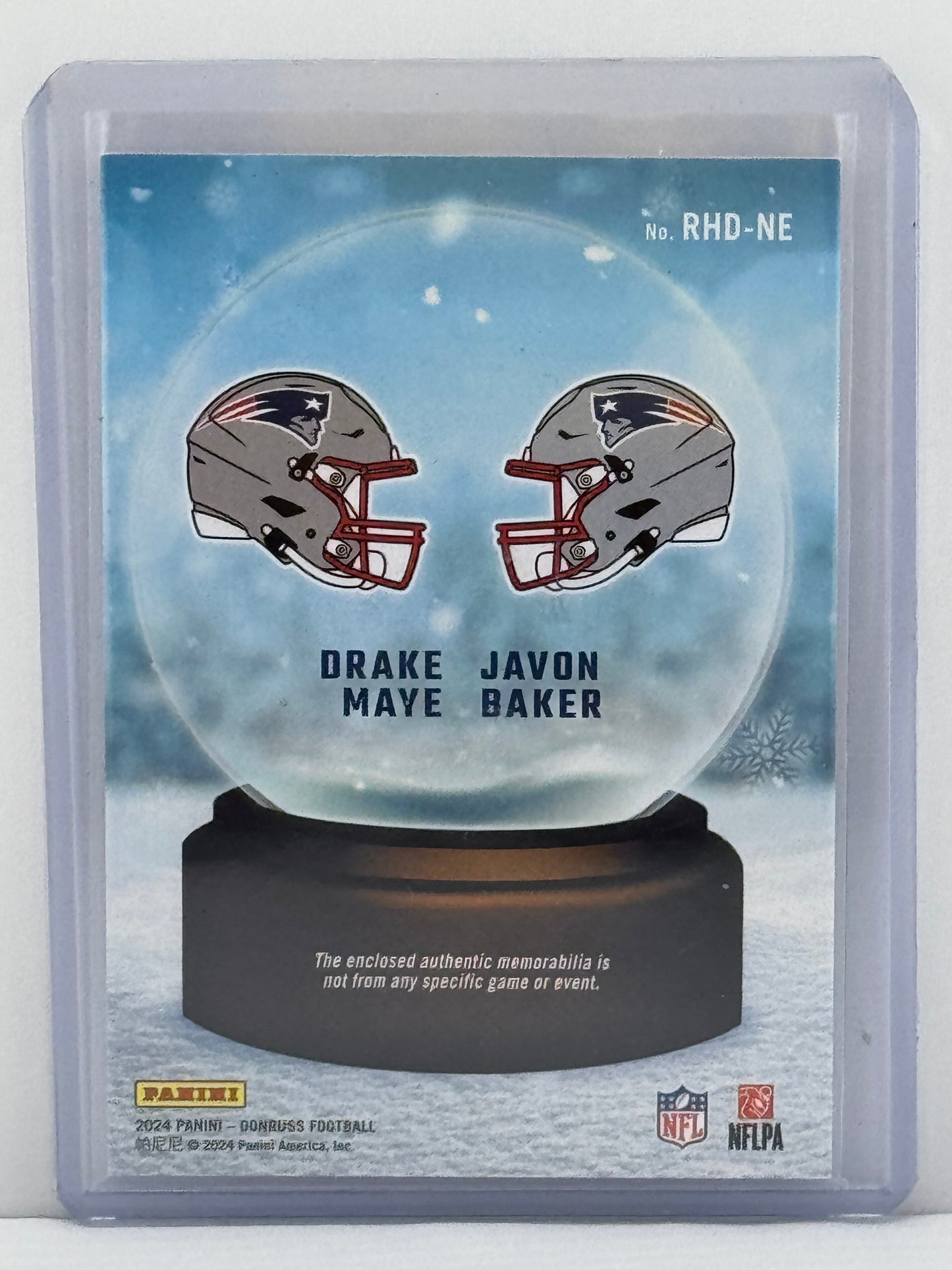 2024 Donruss #RHD-NE Drake Maye Javon Baker Rookie Sweaters Dual Patch