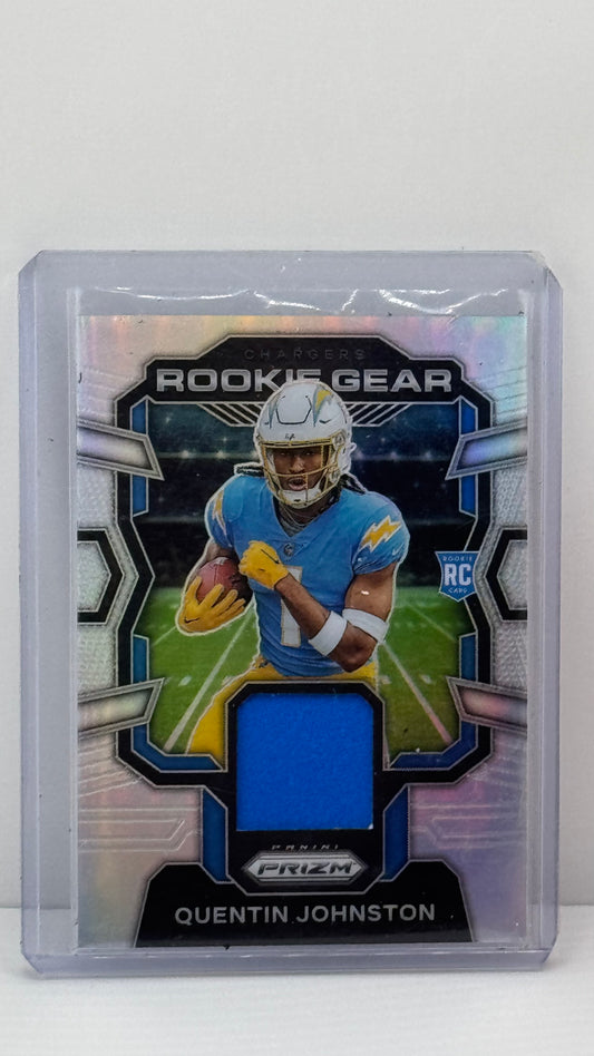 2023 Prizm #RG-QJ Quentin Johnston Rookie Gear Patch Silver Los Angeles Chargers