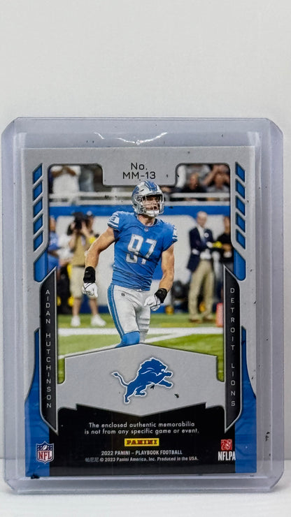 2024 Panini Playbook #MM-13 Aidan Hutchinson 196/199 Mammoth Material Patch Detroit Lions
