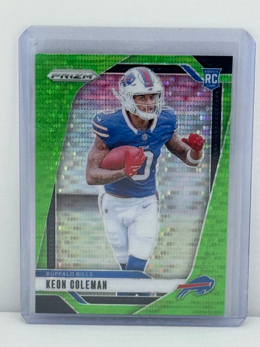 2024 Prizm #362 Keon Coleman Neon Green Pulsar RC Buffalo Bills