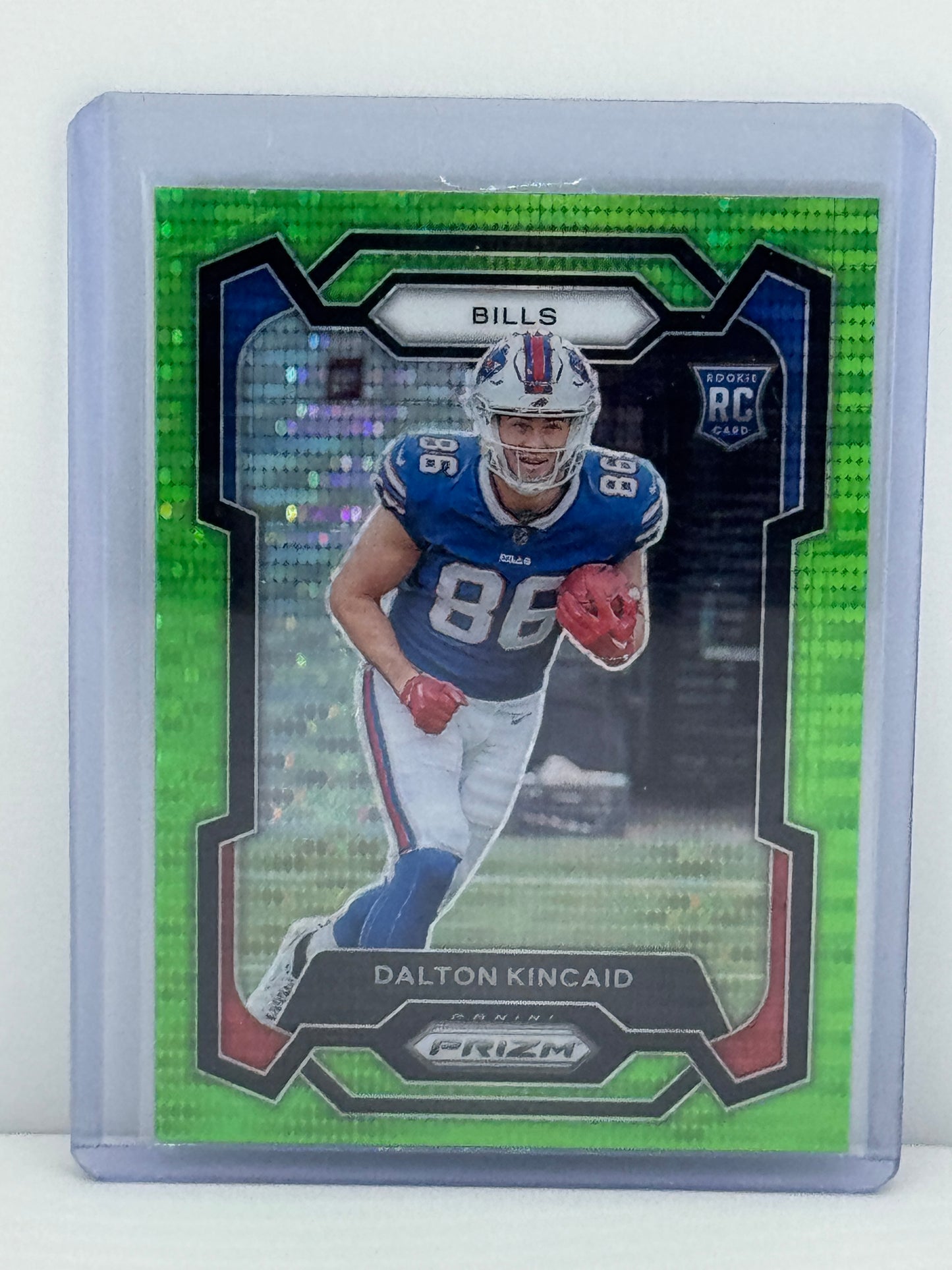 2023 Panini Prizm #308 Dalton Kincaid Neon Green Pulsar RC Buffalo Bills