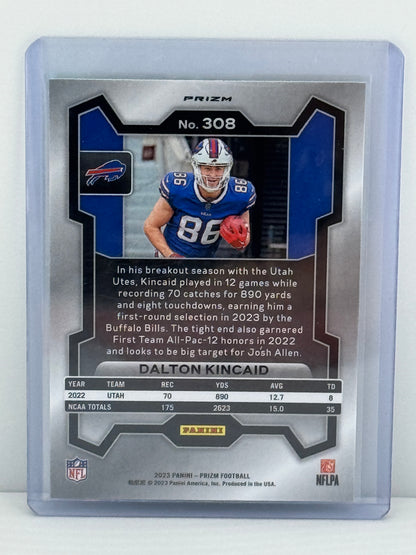 2023 Panini Prizm #308 Dalton Kincaid Neon Green Pulsar RC Buffalo Bills