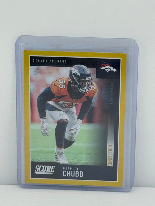 2020 Panini Score #132 Bradley Chubb Yellow 8/50 Denver Broncos