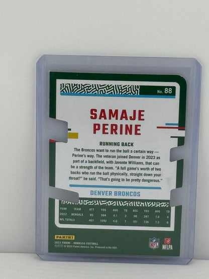 2023 Donruss #88 Samaje Perine Gold Die-Cut 20/25 Denver Broncos