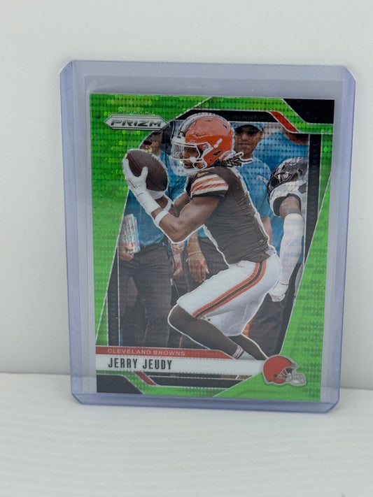 2024 Panini Prizm #67 Jerry Jeudy Neon Green Pulsar Cleveland Browns