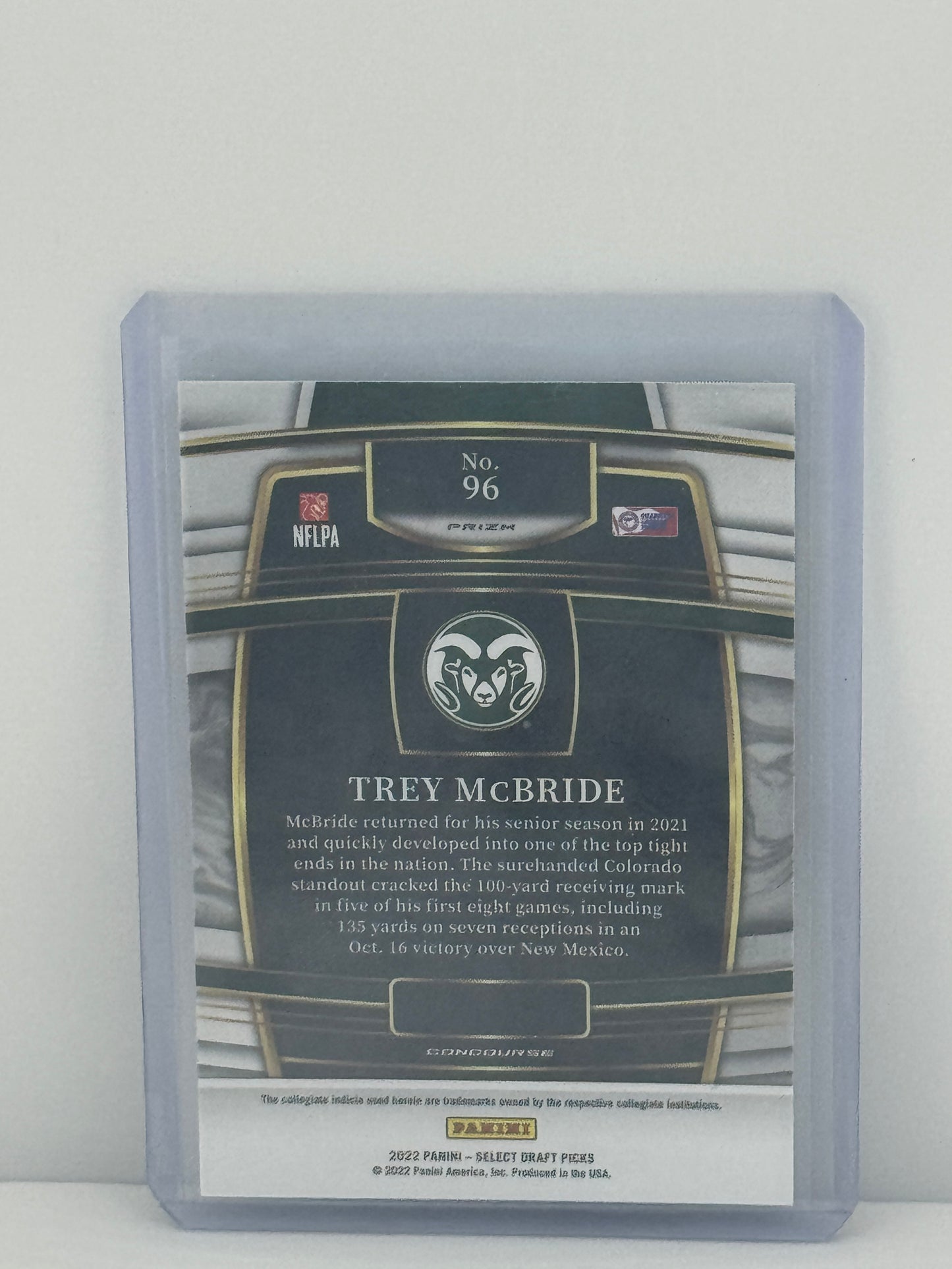 2022 Panini Select Draft Picks #96 Trey McBride Green Checker RC Arizona Cardinals