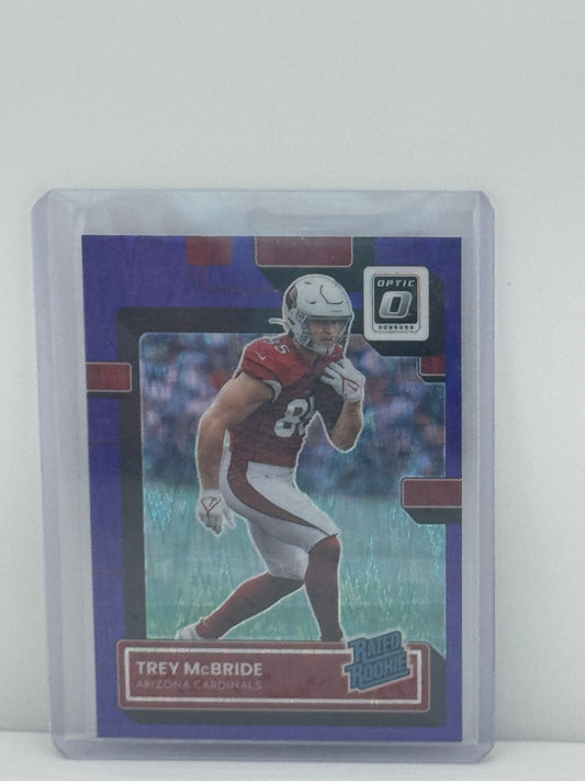2022 Donruss Optic #237 Trey McBride Purple Shock RC Arizona Cardinals