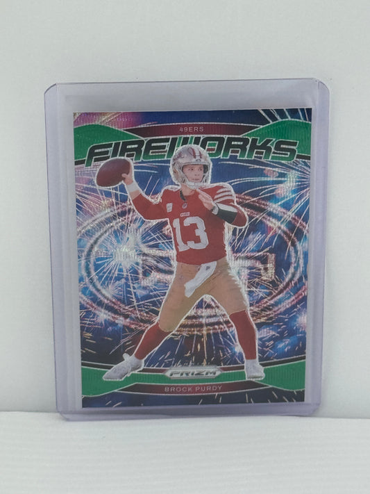 2024 Panini Prizm #2 Brock Purdy Fireworks Green Wave San Francisco 49ers