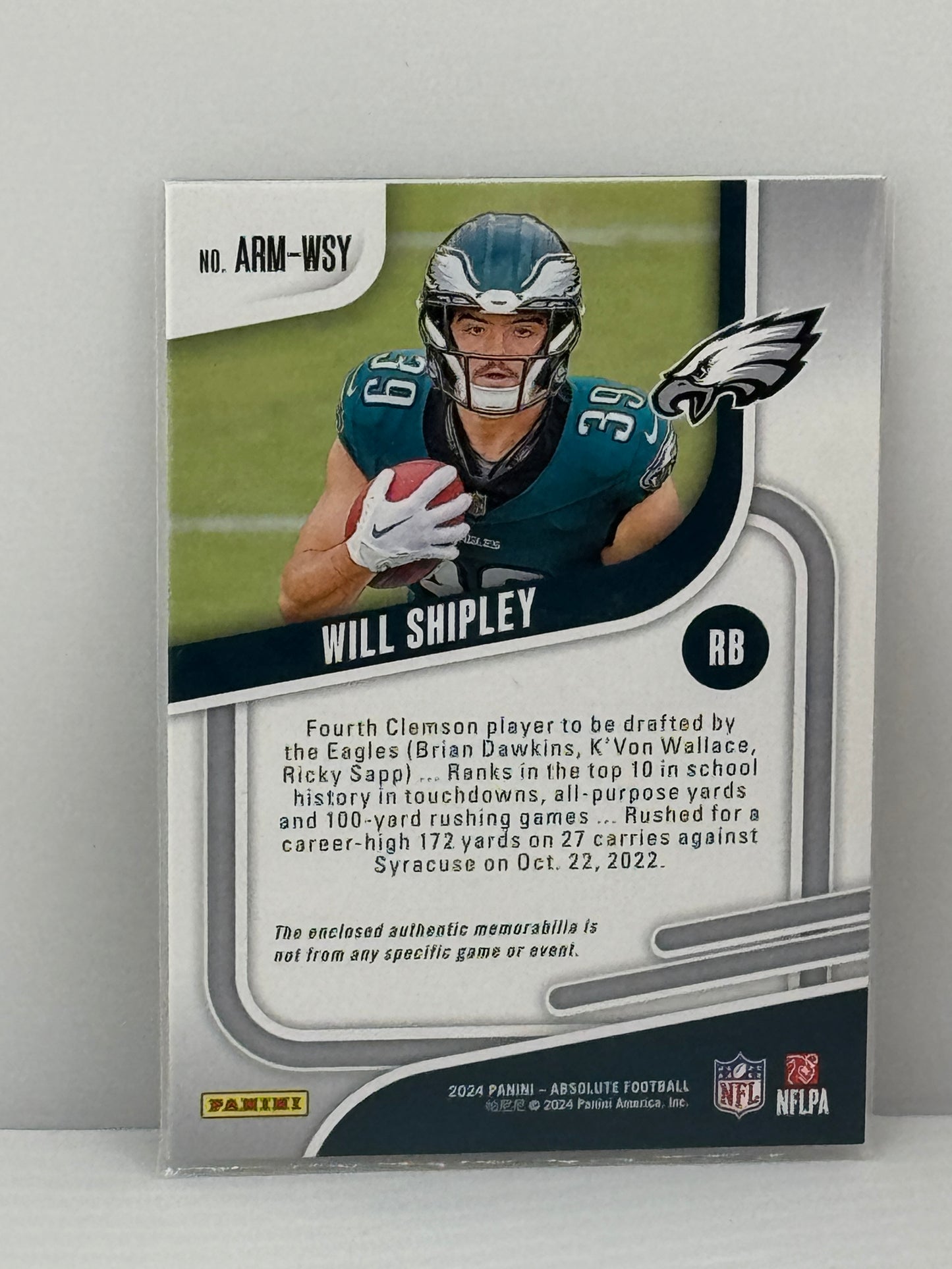 2024 Panini Absolute #ARM-WSY Will Shipley Rookie Material Philadelphia Eagles