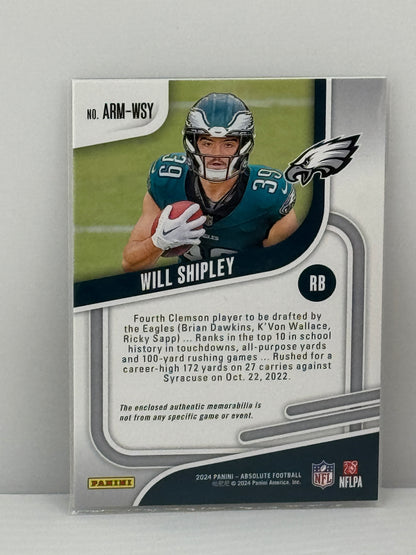 2024 Panini Absolute #ARM-WSY Will Shipley Rookie Material Philadelphia Eagles