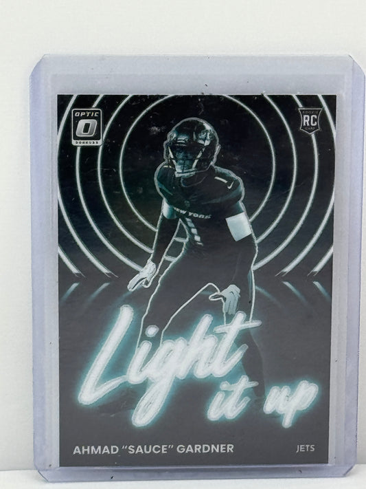 2022 Donruss Optic #LU-19 Ahmad Sauce Gardner Light it Up RC New York Jets