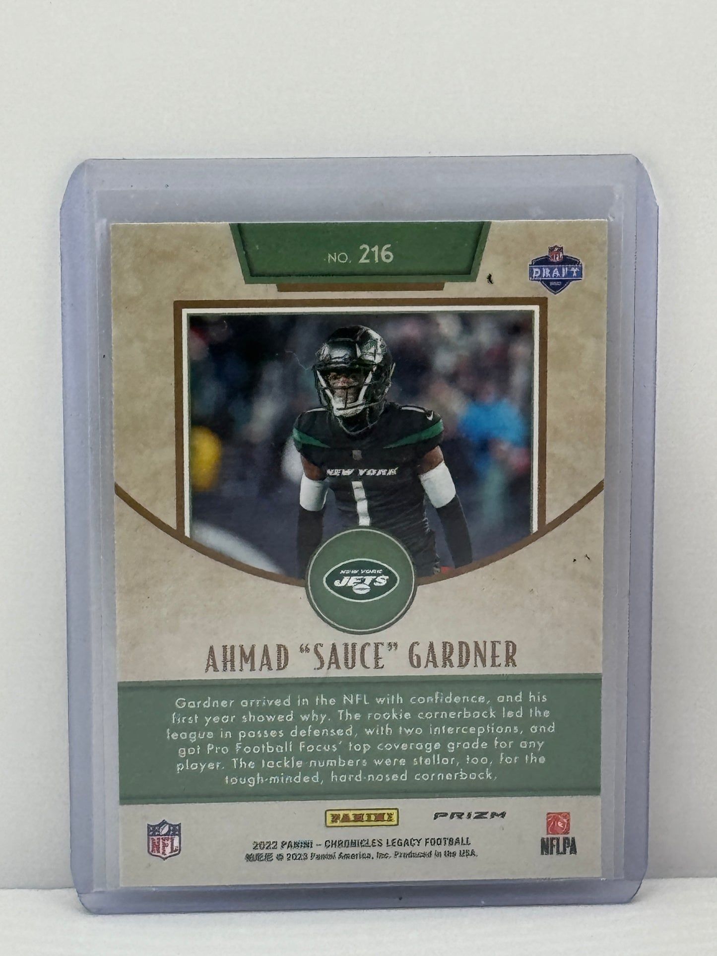2022 Panini Legacy #216 Ahmad Sauce Gardner Silver Prizm RC New York Jets