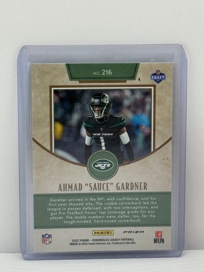 2022 Panini Legacy #216 Ahmad Sauce Gardner Silver Prizm RC New York Jets