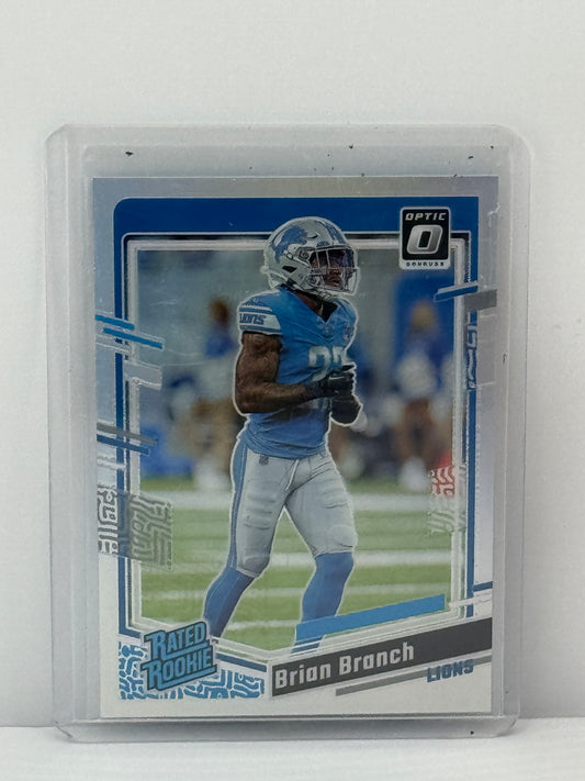 2023 Donruss Optic #233 Brian Branch Silver Prizm RC Detroit Lions