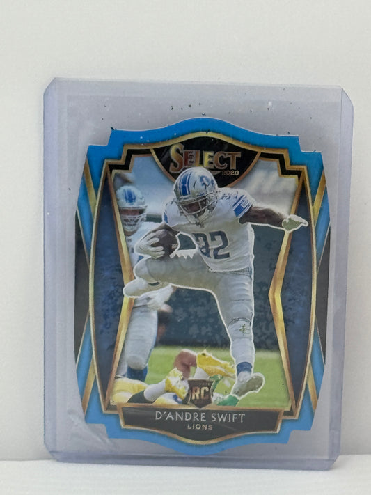 2020 Panini Select #151 D'Andre Swift Light Blue Die-Cut Prizm RC Detroit Lions