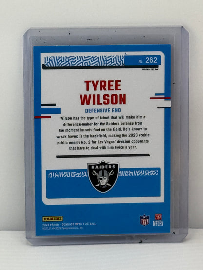 2023 Donruss Optic #262 Tyree Wilson Blue Scope RC Las Vegas Raiders