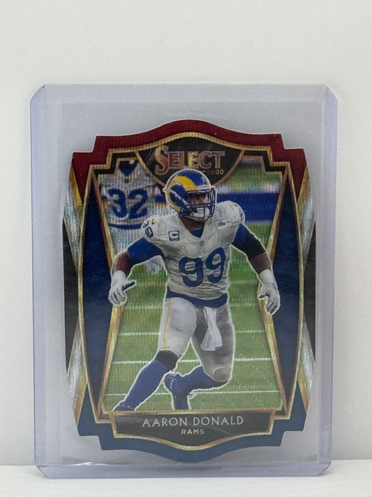 2020 Panini Select #133 Aaron Donald Premier Level Red Blue Die-Cut Los Angeles Rams
