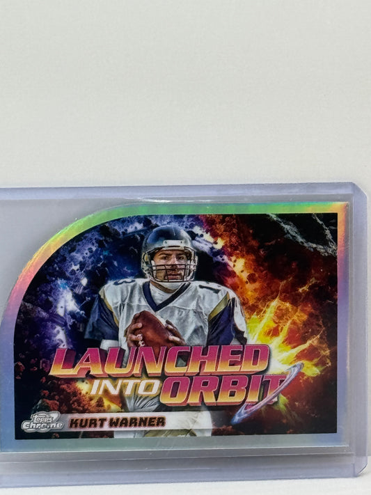2024 Topps Chrome #LIO-13 Kurt Warner Launched in Orbit Die-Cut Los Angeles Rams