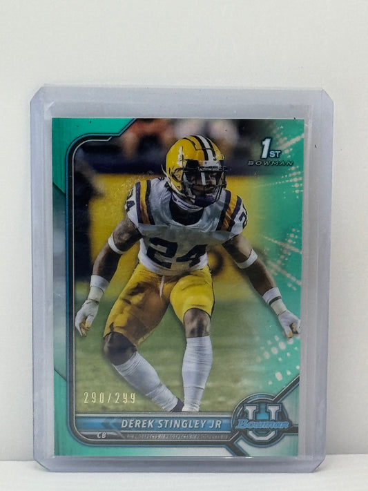 2022 Bowman U #67 Derek Stingley Jr. !st Bowman Teal 290/299 Houston Texans