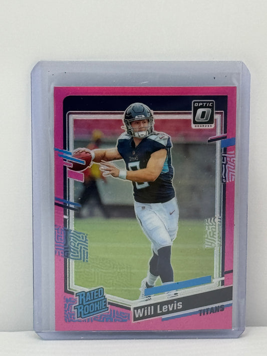 2023 Donruss Optic #298 Will Levis Pink Prizm RC Tennessee Titans